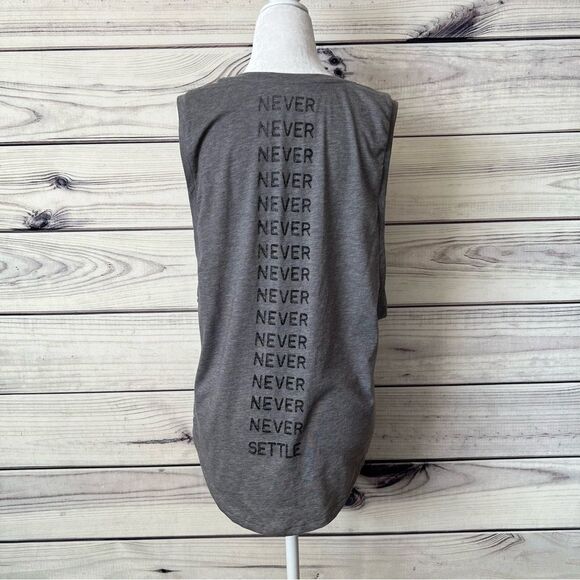 Fabletics Heather Grey “Never Settle” Janis Muscle Tank  Top - Picture 7 of 9